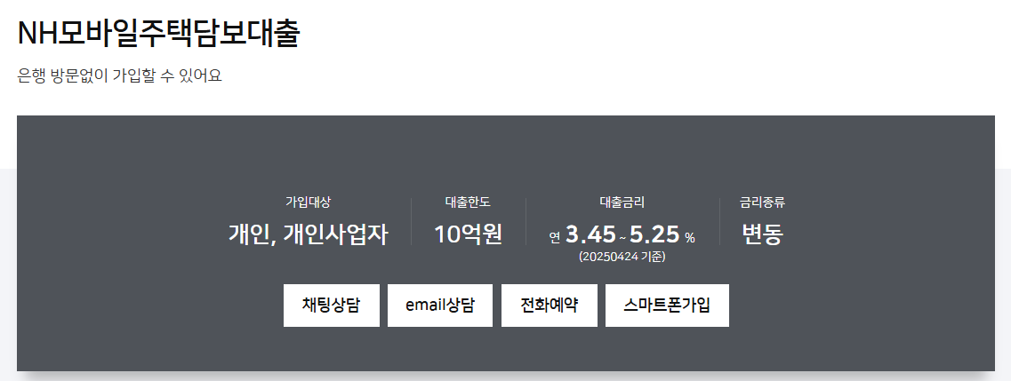 NH모바일주택담보대출
