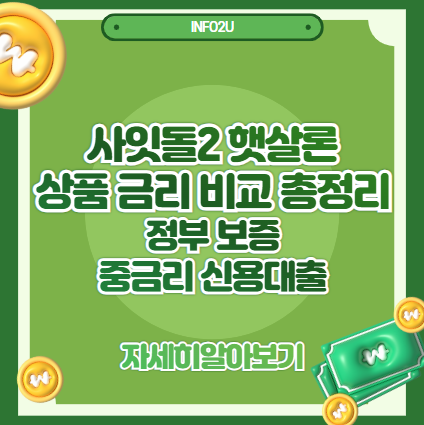 사잇돌2와 햇살론 상품 금리 비교 총정리